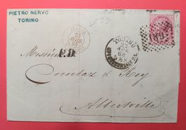ITALIEN, FALTBRIEF VON TORINO NACH ALTERSVILLE 1868