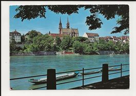 AK ca.1980 Basel Rheinpartie mit Münster und Boote
