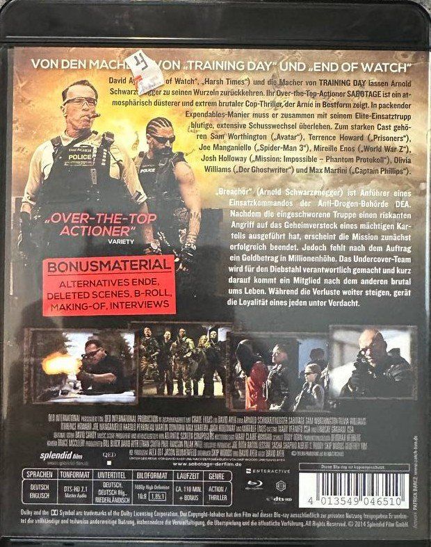 Tutti i DVDs: Sabotage Schwarzenegger FSK18 Action – Usato da Beringen venduto da Mantafisch1 1