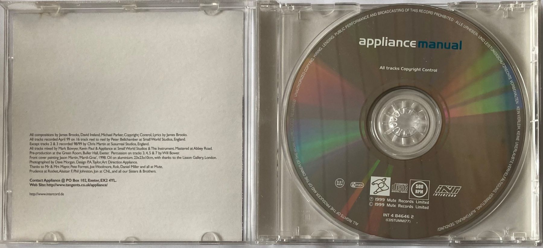 CDs: APPLIANCE - MANUAL – D'occasion à Poliez-Pittet par Newtown-Records 2