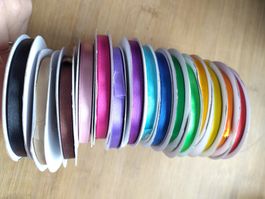 15 Stk 6mm Satinbänder Satin 25m Regenbogen set 100