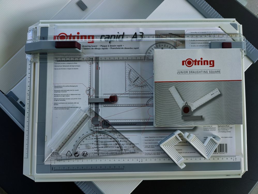 Rotring rapid A3 Zeichenbrett mit Winkellineal mit Case (Gebraucht) in ...