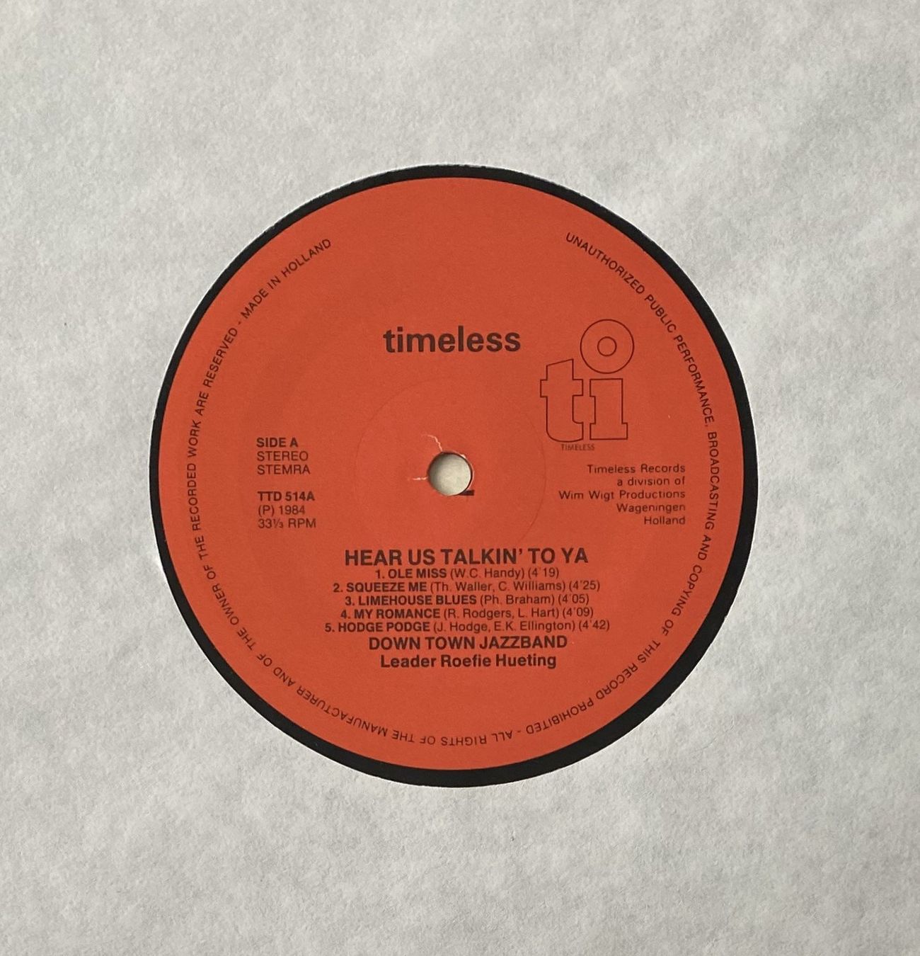 Dischi in vinile: Down Town Jazzband, Hear us talkin' to ya – Usato da Flums venduto da Empe1 2