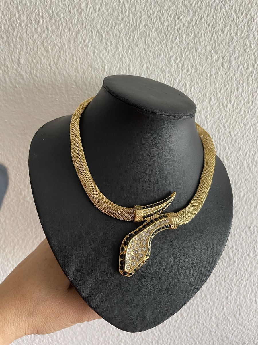 Catenine: vintege Collier serpent métal plaquer or strass – Usato da Worben venduto da benit.drn 2