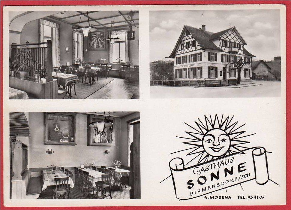 Ansichtskarten: BIRMENSDORF GASTHAUS ZUR SONNE, GROSSFORMAT – Gebraucht aus Grüningen von Kartenlaube