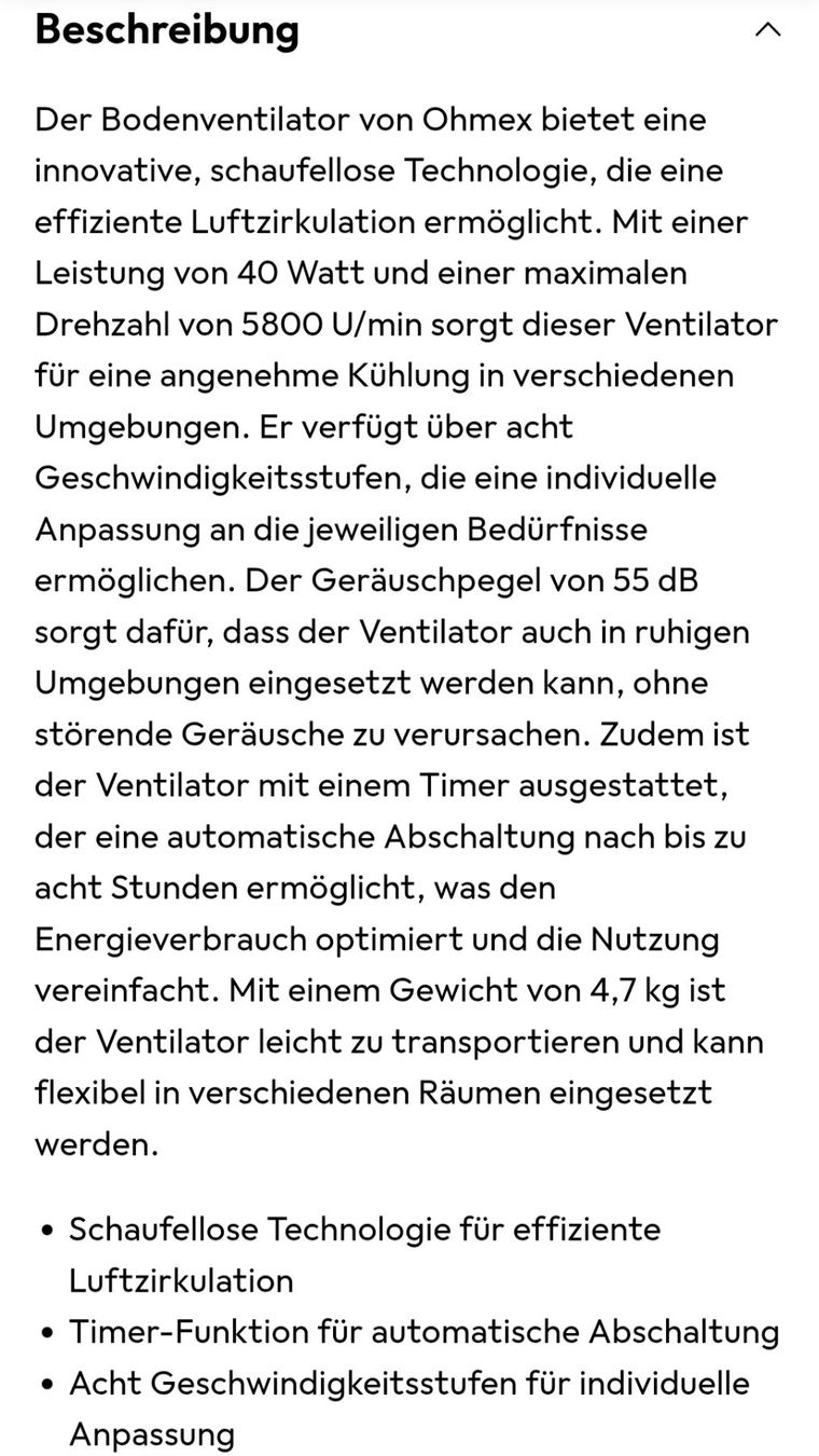 Ohmex Ventilatoren: Standventilator Ohmex mit Garantie bis 24.06.2027 – Gebraucht aus Elsau von Kellerraeumung 9