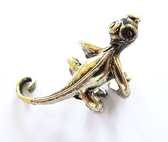 Ohrschmuck Ohrring Gecko, messingfarben
