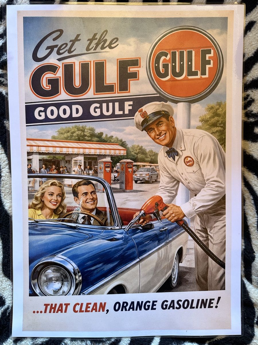 Foto & Immagini: Gulf Oldtimer Tankstelle Werbung Reklame  – Nuovo (secondo la descrizione) da Reinach AG venduto da rares75