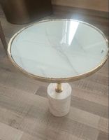 Table d'appoint ronde avec verre marbré (en stock)