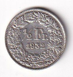 Alle Münzen: 50 Rp. 1932 – Gebraucht aus Neuchâtel von karlpierrino