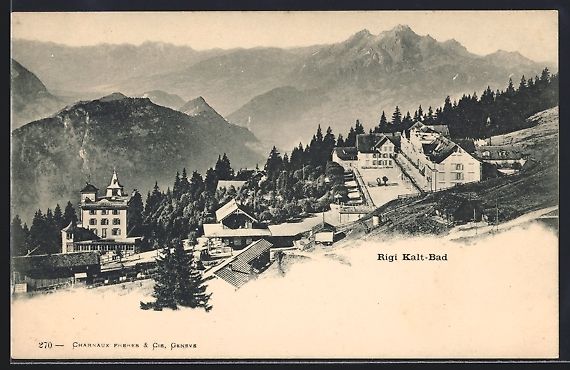 Cartoline postali: Rigi Kaltbad, Ortsansicht mit Bergpanora – Usato da Berlin venduto da bartko-reher
