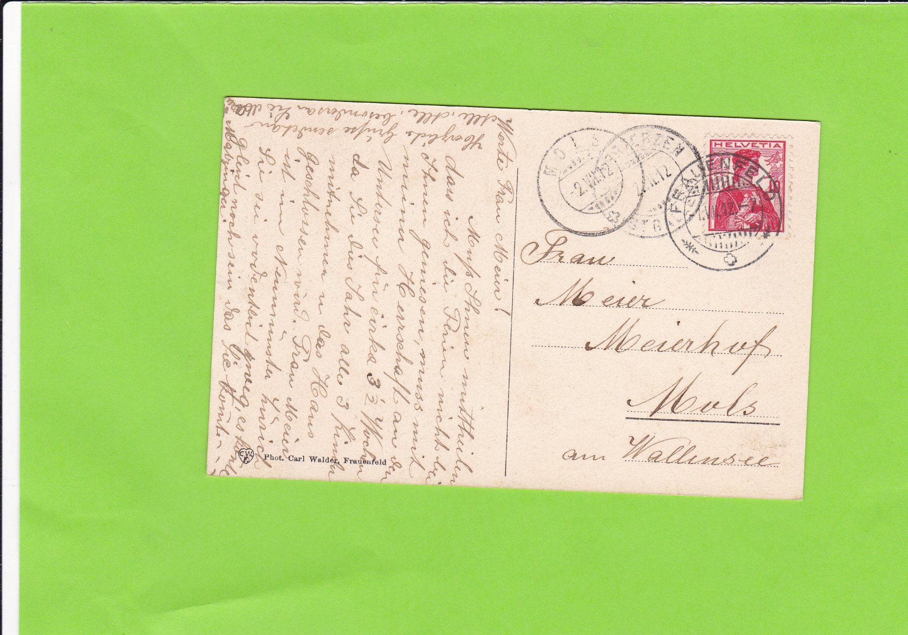 Cartoline postali: Frauenfeld-Neue kath. Kirche---1912 – Usato da St. Peterzell venduto da neckertal 1