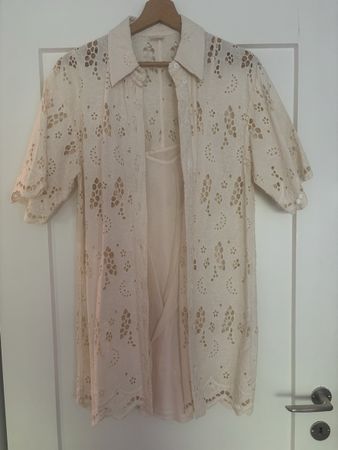 Damen Bluse weiss Lochstickerei Grösse M guter Zustand