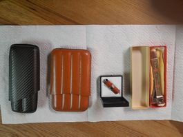 Zigarrenset, ungebraucht;Locher, Ritzer, Etuis