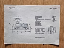 SBB Tem 321-323 Originalzeichnung Technische Daten 1954-56
