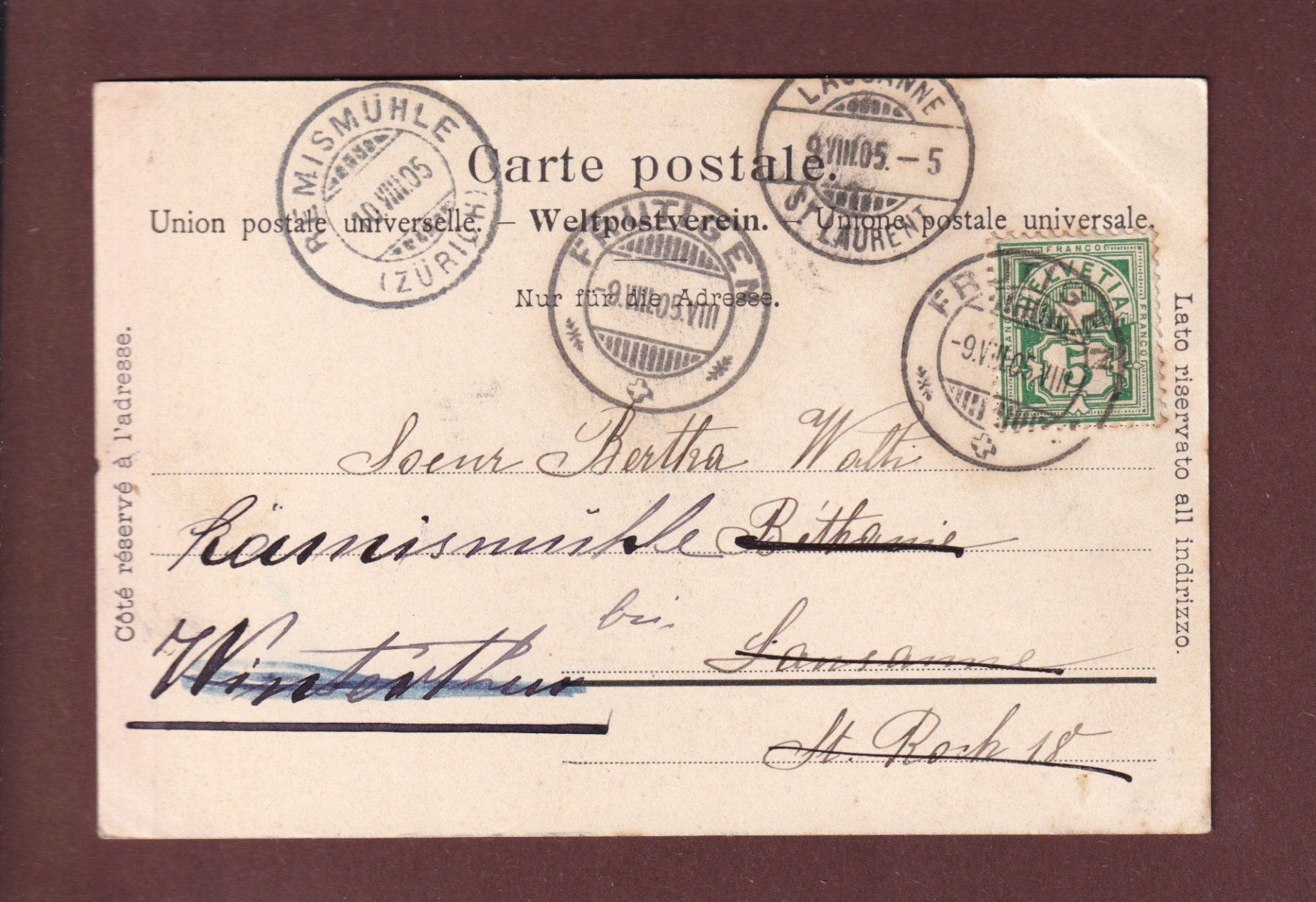 Cartoline postali: OESCHINENSEE - Hotel - Boot - 1905 – Usato da Pully venduto da nicecards 1