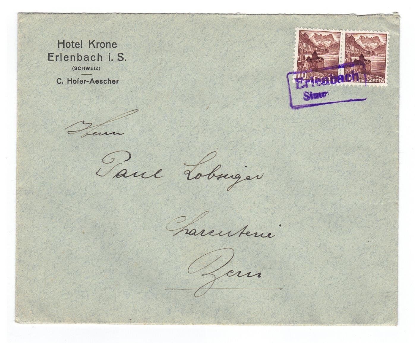 Tutti i francobolli: Brief mit seltenem blauen Erlenbach-Simmental Stempel – Usato da Büetigen venduto da philat