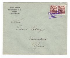 Brief mit seltenem blauen Erlenbach-Simmental Stempel