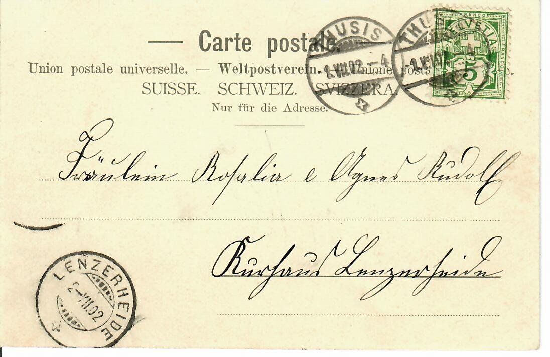 Cartes postales: Gruss aus Thusis 1902 – D'occasion à Hochdorf par Ziegel-16 1
