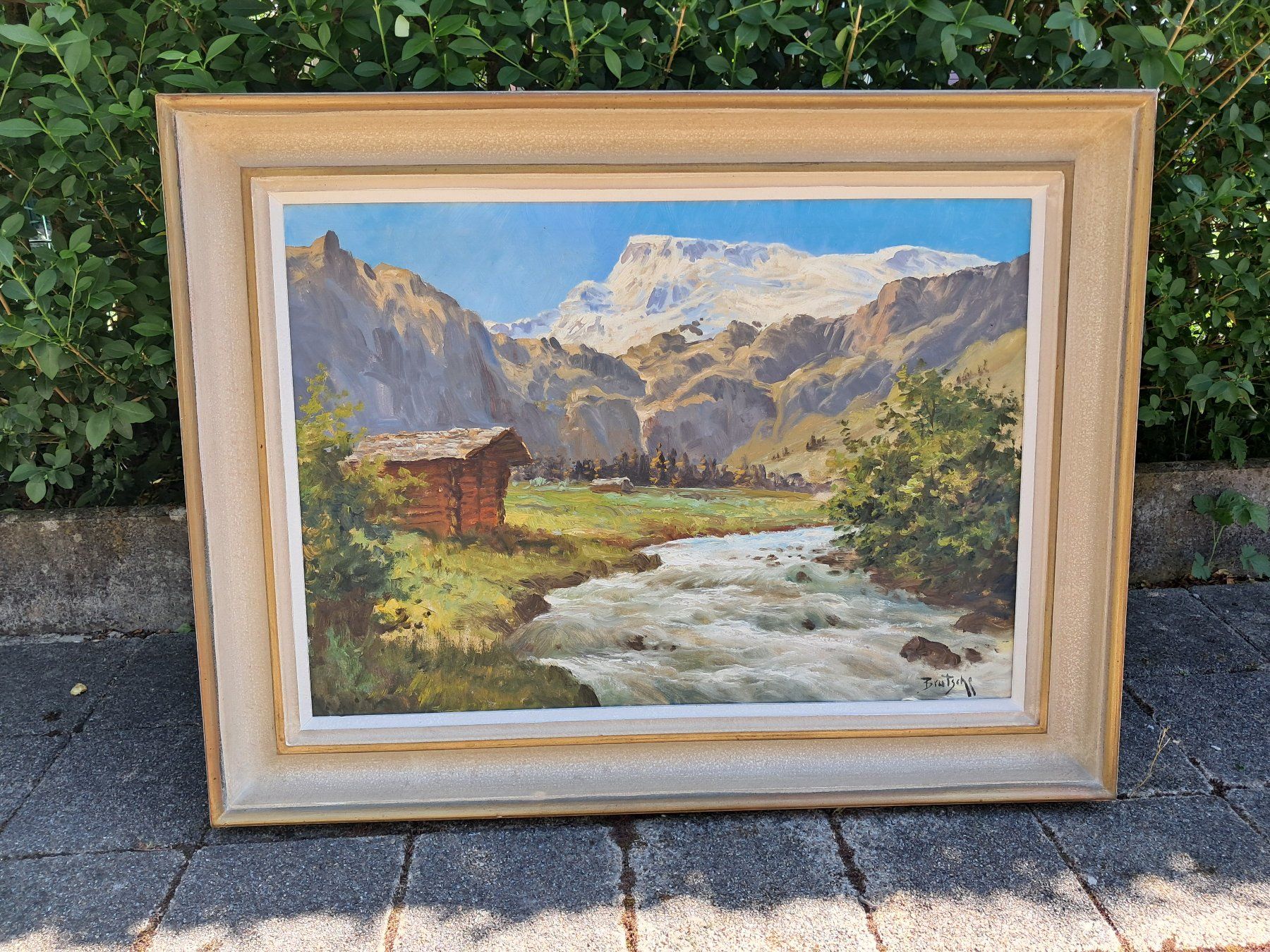 Dipinti: Bild Gemälde Schweizer Berglandschaft Peter Brutsche Vintage – Usato da Lengnau BE venduto da E500T