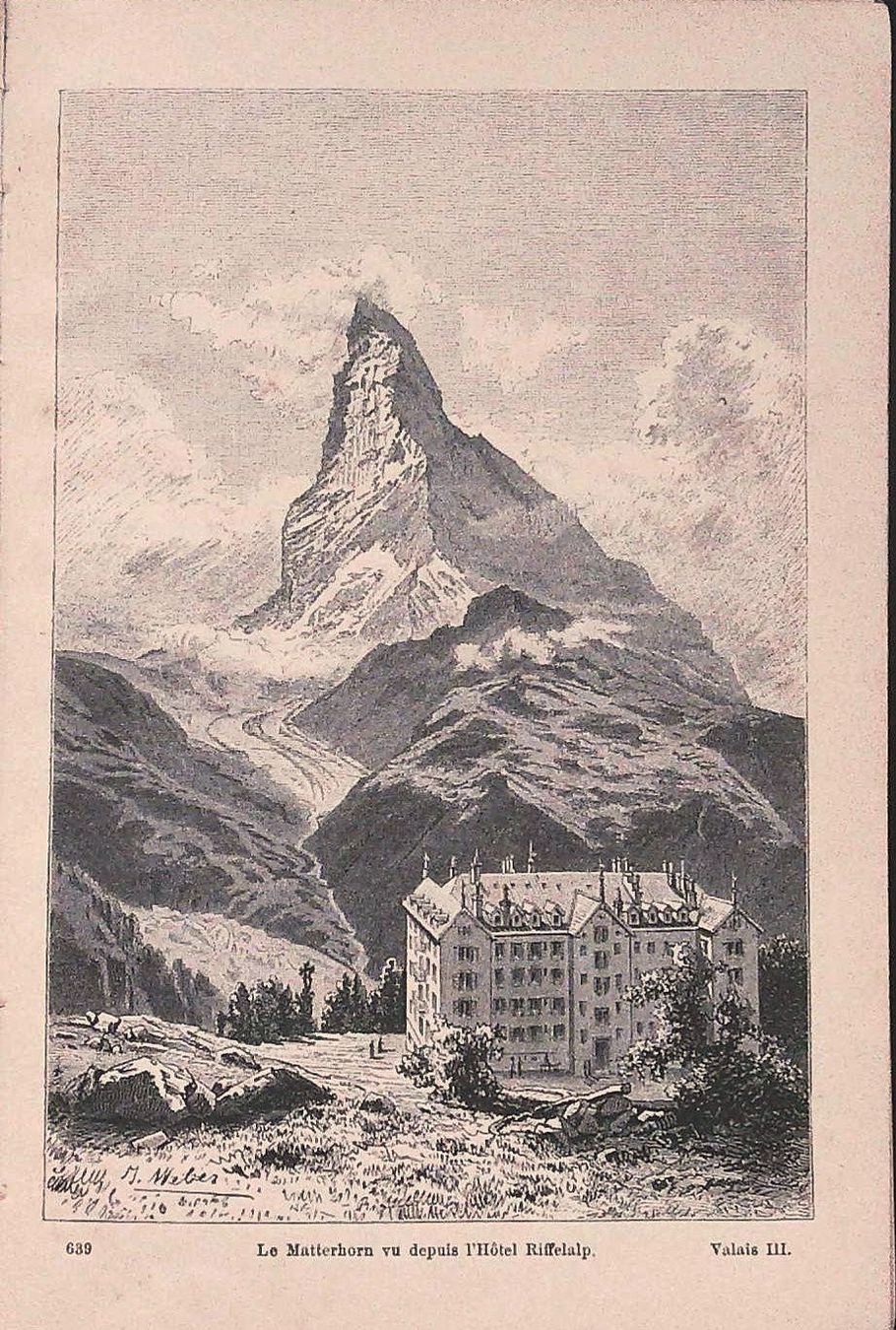 Incisioni: Zermatt  Wanderbild um 1885 – Usato da Rafz venduto da Helvet32 5