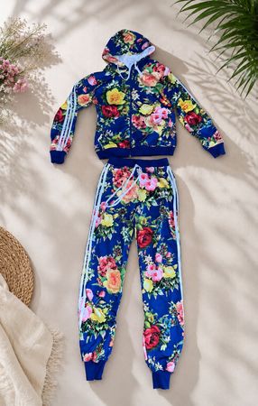 Designer Damen Trainingsanzug mit Blumenmuster Gr S/M