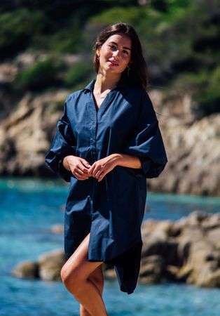 Les Canebiers St Tropez Damen Bluse/Tunika in Dunkelblau