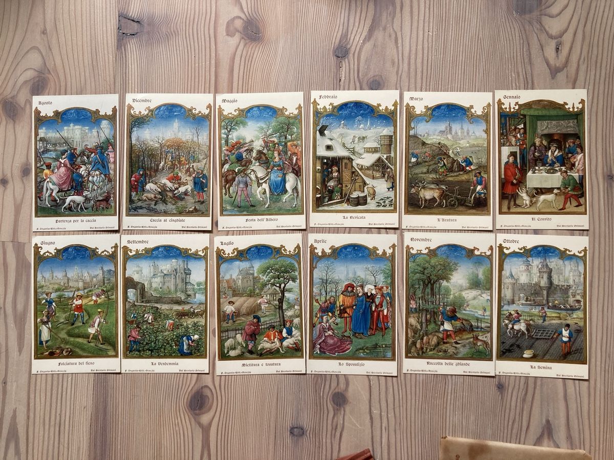 Cartoline postali: I dodici mesi, dal Breviario Grimani – Usato da Herisau venduto da Sifgana