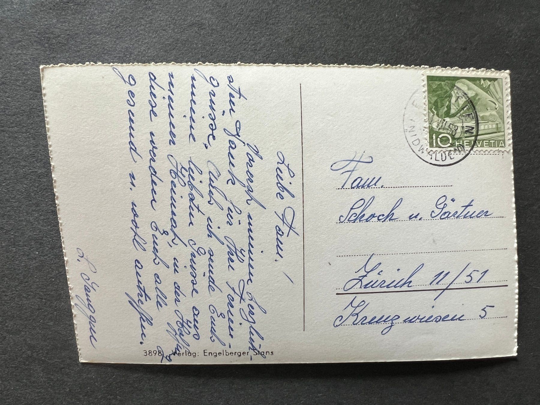 Cartoline postali: Ansichtskarte Emetten 1958   (M188) – Usato da Hinwil venduto da Sidi4 1