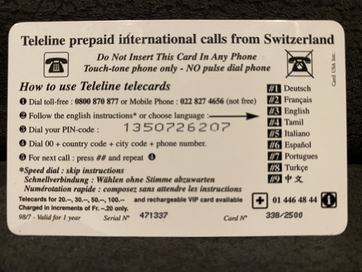 Cartes de téléphone: Teleline – D'occasion à Lausanne par babacard10 1