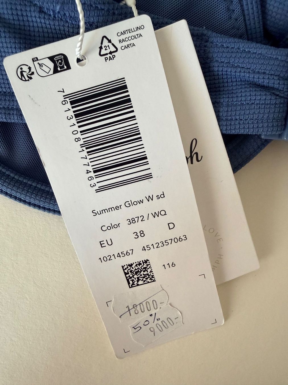 Triumph Costumi da bagno & Bikini: TRIUMPH, Bikini-Top SUMMER GLOW, Grösse 38D, Farbe Blau – Nuovo e nell'imballaggio originale da Rudolfstetten venduto da gst_g7xl 3