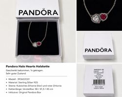 Pandora Halo Hearts Halskette – 1x getragen, Originalbox