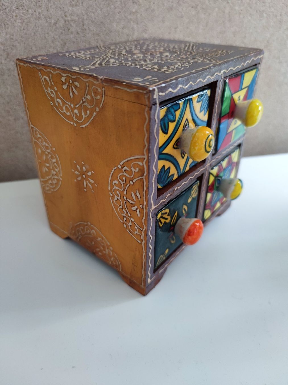 Schmuckkästen: Seltene handbemalte Schmuckschatulle im Boho Style – Gebraucht aus Münchenbuchsee von Zauberkistel 1