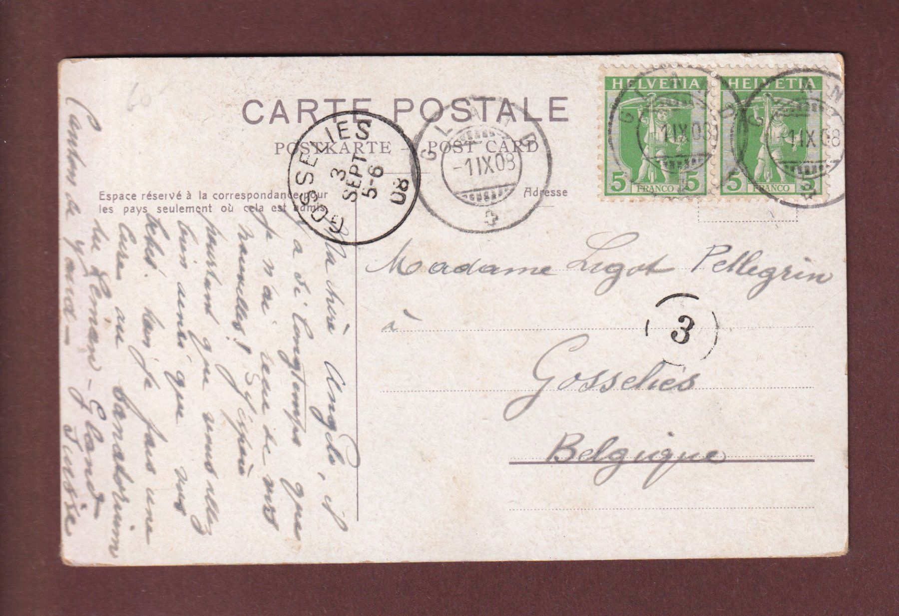 Cartes postales: BARQUE DU LEMAN - 1908 – D'occasion à Pully par nicecards-shop 1