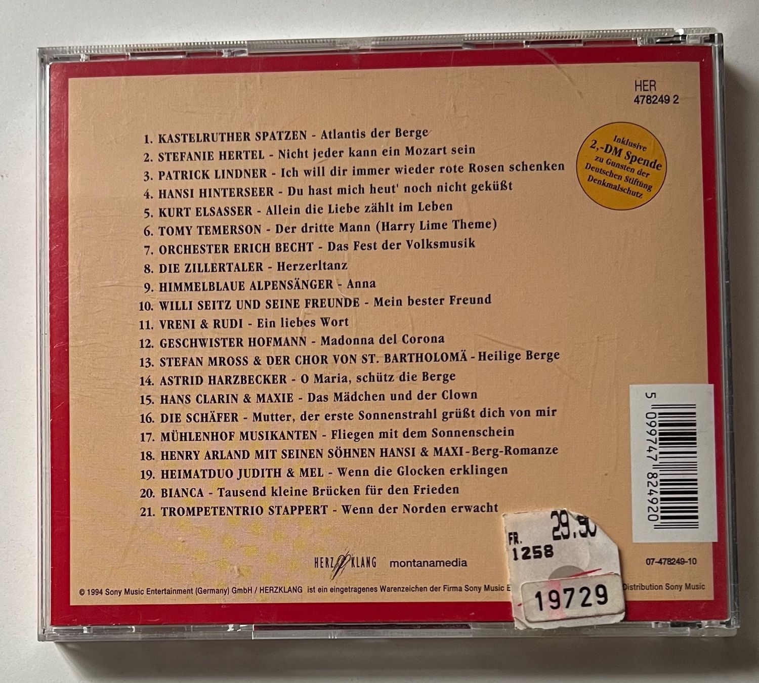 CD: Die Super-Hitparade der Volksmusik 1994 – Usato da Näfels venduto da rottabi 1