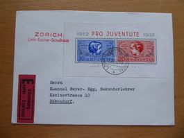 1937 Pro Juventute Block Beleg