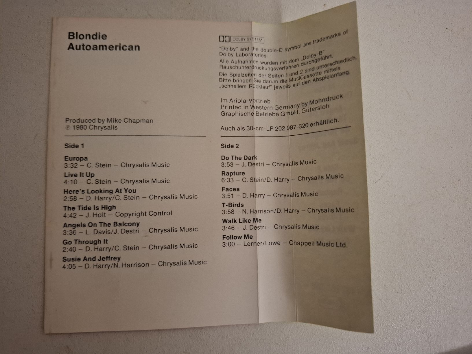 Musicassette: BLONDIE Autoamerican Musikkasette – Usato da Schänis venduto da Heli670 1