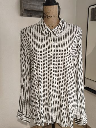 Bluse Chicorée schwarz weiss Muster Grösse XL 100% Viscose