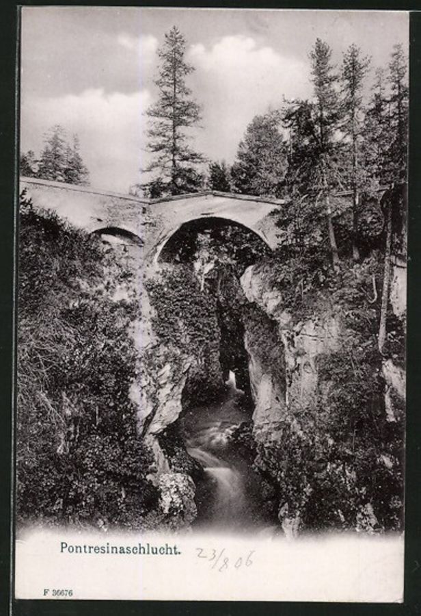 Cartoline postali: Pontresinaschlucht, datiert 1906 – Usato da Frauenfeld venduto da POML