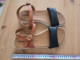 Sandalen, 39, Leder Kunststoff
