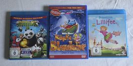 3 Blu-ray Filme Kung Fu Panda 3, Käptn Blaubär, Lillifee