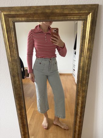 Sezane Denim Trousers Light Blue Size 38 Straight Cut