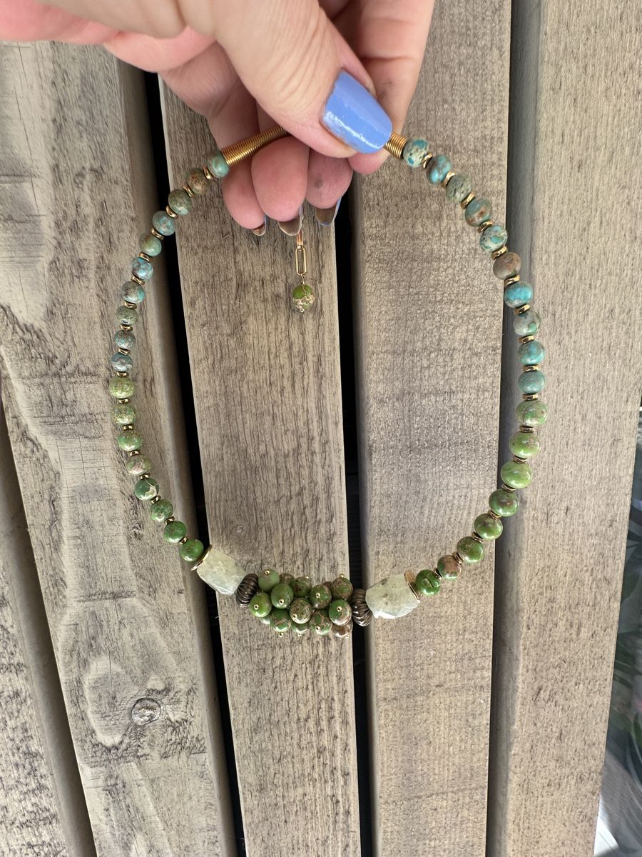 Catenine: Choker mit Variscit und Prehnit, Unikat – Nuovo e nell'imballaggio originale da Kriens venduto da Hortensie6 3