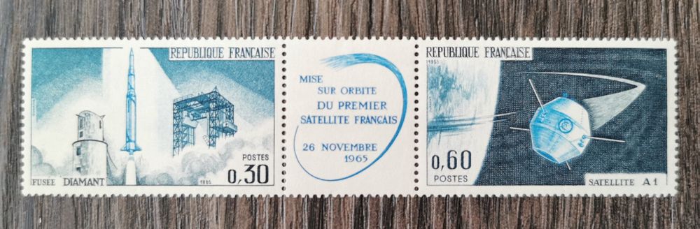 Timbre France 1965 Neuf - Bande Collection Fusée Et Satellite - Numéros 1464 Et 1465