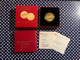 Goldmünze PP/50Fr. Krokodil/Künstlerzertifikat nur 250Stk