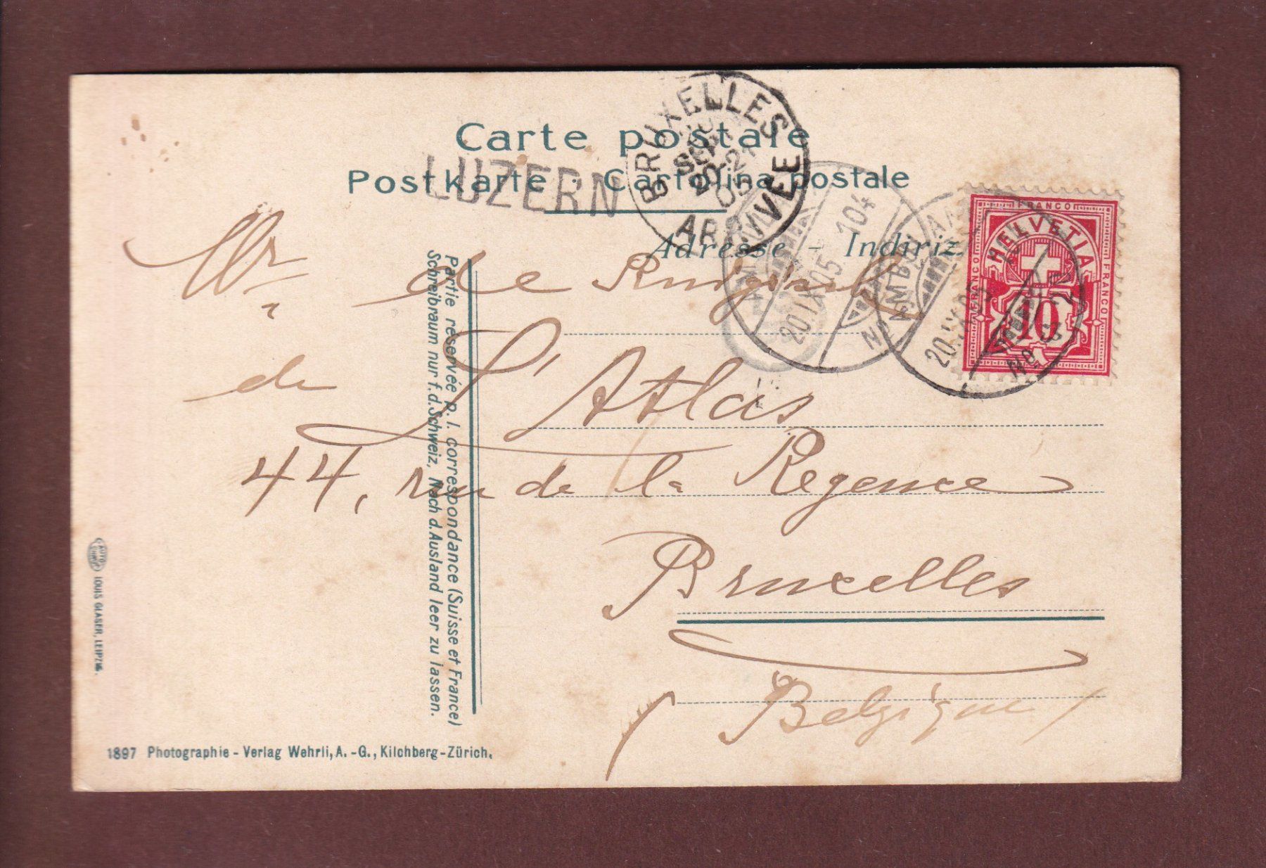 Cartoline postali: FLÜELEN - Bristenstock - 1905 – Usato da Pully venduto da nicecards 1