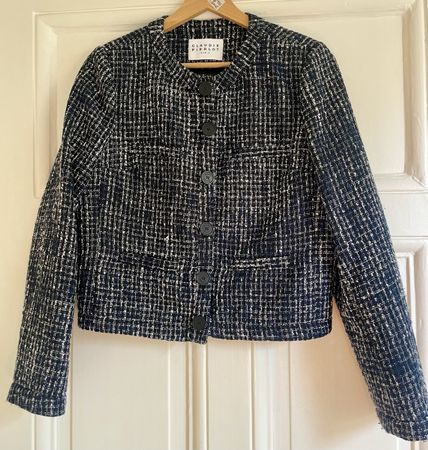 Claudie Pierlot blue and white tweed style jacket size 38