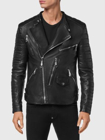 Philipp Plein Lederjacke Iconic Biker schwarz neu