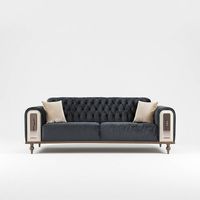 Luxus 3-Sitzer Sofa in Beige mit Stoffbezug und Metallgest