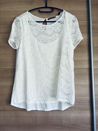  Esprit Shirt, weiss Spitze, Grösse M